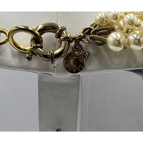 J. Crew Vintage Signed Five Multi-strand Off White Faux Pearl Necklace - Picture 10 of 13